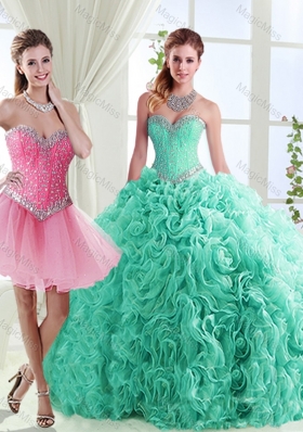 Romantic Rolling Flowers Really Puffy Unique Quinceanera Dresses in with Beading