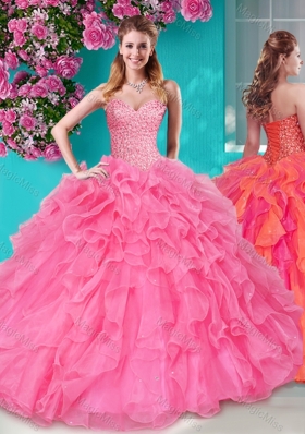 Lovely Beaded and Ruffles Sweetheart Sweet 16 Dress in Big Puffy