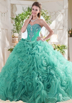 New Arrivals Rolling Flowers Mint Sweet Fifteen Dress with Beading