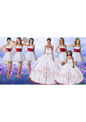 Elegant Wine Red and White Quinceanera Dress and Cute Spaghetti Straps Mini Quinceanera Dress and Cheap White Short Dama Dresses with Belt