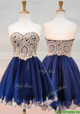 Fashionable Organza Applique with Beading Bridesmaid Dress in Royal Blue