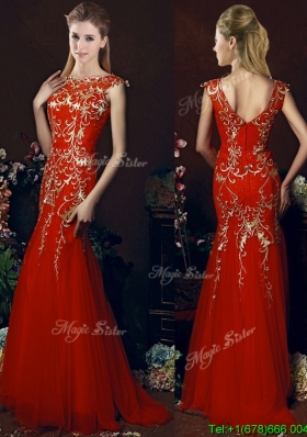 Elegant Mermaid Red Dama Dress with Gold Sequined Appliques