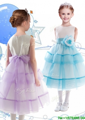 Discount Scoop Organza Little Girl Pageant Dress with Hand Made Flowers and Ruffled Layers