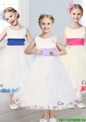 New Scoop Tulle Mini Quinceanera Dress with Sashes and Appliques