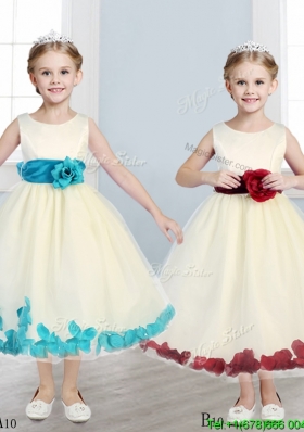 Sweet Scoop Mini Quinceanera Dress with Hand Made Flowers and Appliques