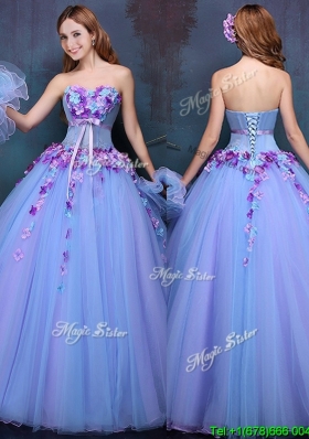 Wonderful Really Puffy A Line Quinceanera Dress with Appliques and Bowknot