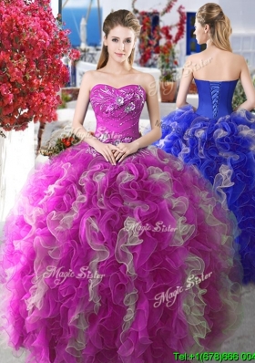 Perfect Applique and Ruffled Sweet 16 Gown with Puffy Skirt