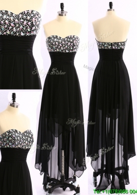 New Arrivals Empire Black Prom Dress with Beading for Winter