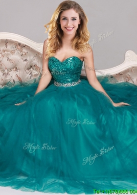 New Arrivals Sequined Empire Tulle Prom Dress in Teal