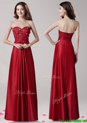 Popular Empire Wine Red Prom Dress with Beading and Bowknot