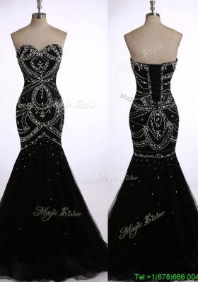 Top Selling Mermaid Black Evening Dress with Beading for Winter