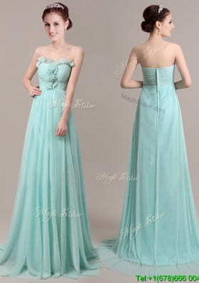 Exquisite Hand Made Flowers and Beaded Evening Dress in Apple Green