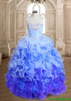 Exclusive Beaded and Ruffled Sweet 16 Dress in Rainbow
