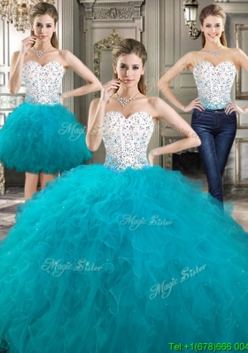 Beautiful Really Puffy Detachable Sweet 16 Dresses with Beading and Ruffles