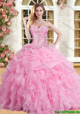 Elegant Rose Pink Sweet 16 Dress with Appliques and Beading
