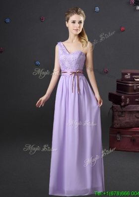 2017 Beautiful Belted and Applique Lavender Dama Dress with One Shoulder
