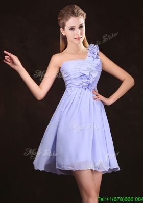 Elegant Ruched and Ruffled Lavender Chiffon Prom Dress