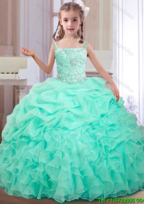 Affordable Straps Apple Green Mini Quinceanera Dress with Beading and Ruffles