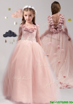 Classical Scoop Long Sleeves Mini Quinceanera Dress with Appliques and Ruffles