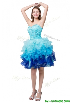 Puffy Sweetheart Multi Color Short Prom Dresses with Beading and Ruffles