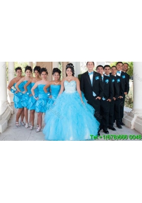 Pretty Sweetheart Baby Blue Quinceanera Package with Beading and Ruffles
