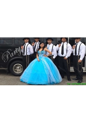 New Style Really Puffy Sweetheart Beaded Quinceanera Package in Baby Blue