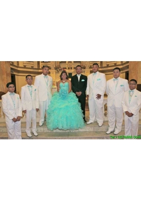 Perfect Beaded Sweetheart Mint Quinceanera Package with Ruffles and Bubbles