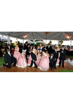 Most Popular Beaded Straps Taffeta Quinceanera Package in Pink and White