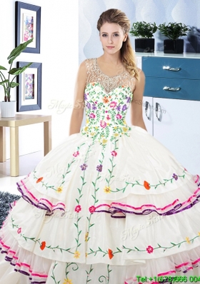 New Arrivals Scoop Embroideried Quinceanera Dress with Beading and Ruffled Layers