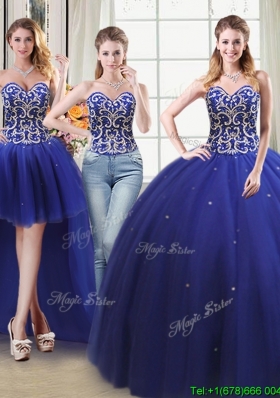 Unique Two For One Tulle Detachable Quinceanera Dress with Beading and Sequins