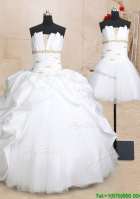 Wonderful Beaded and Bubble Strapless Removable Quinceanera Dress in Taffeta and Tulle