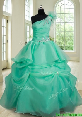 New Arrivals One Shoulder Quinceanera Dress with Beading and Hand Made Flower