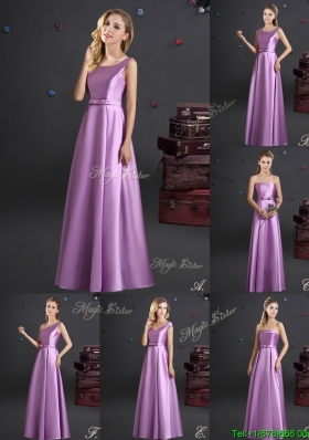 Discount Elastic Woven Satin Lilac Bridesmaid Dress in Floor Length