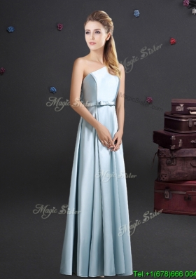 Discount One Shoulder Long Bridesmaid Dress in Light Blue