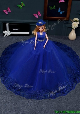 Classical Royal Blue Tulle Quinceanera Doll Dress for Girls