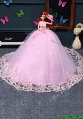 New Style Baby Pink Quinceanera Doll Dress in Tulle