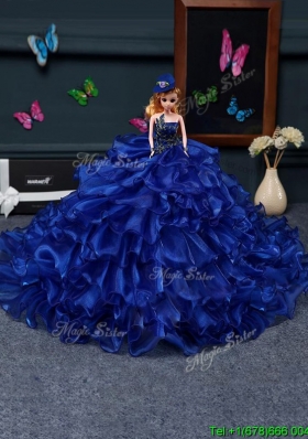 New Arrivals Organza Quinceanera Doll Dress in Royal Blue