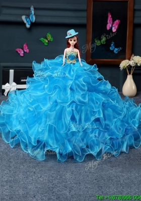 Discount Organza Baby Blue Quinceanera Doll Dress