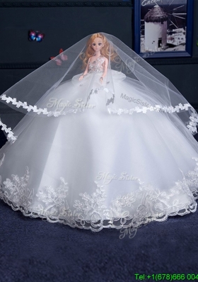 Fashionable Tulle White Quinceanera Doll Dress