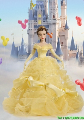 Beauty and the Beast Tulle Quinceanera Doll Dress in Light Yellow