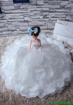 Sturning White Tulle Quinceanera Doll Dress