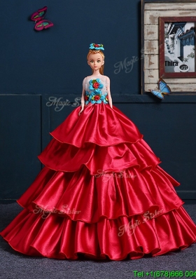Pretty Wine Red Quinceanera Doll Dress in Taffeta