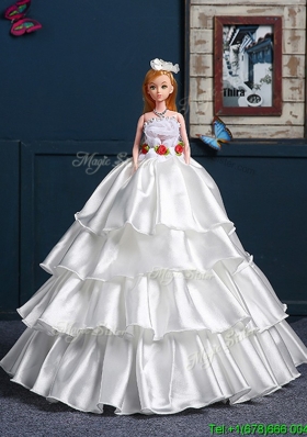 Classical Taffeta Quinceanera Doll Dress in White