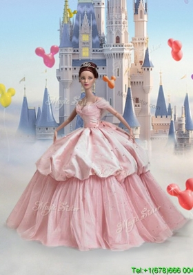 Luxurious Baby Pink Quinceanera Doll Dress in Tulle