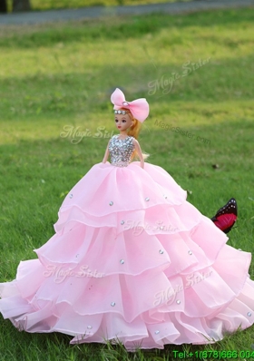 Latest Baby Pink Quinceanera Doll Dress in Organza