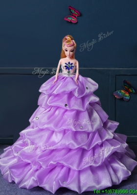 2017 Beautiful Organza Quinceanera Doll Dress in Lilac