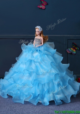 New Arrivals Organza Baby Blue Quinceanera Doll Dress