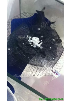 Unique Net Yarn and Rhinestoned Headpieces in Black for Party
