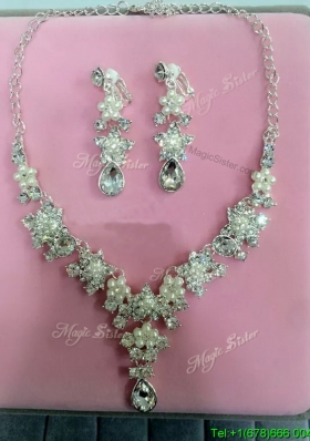 Popular Rhinestoned and Imitation Pearls Jewelry Set for Wedding