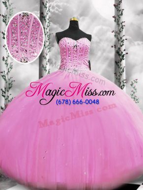 Floor Length Lilac Quinceanera Gown Tulle Sleeveless Beading